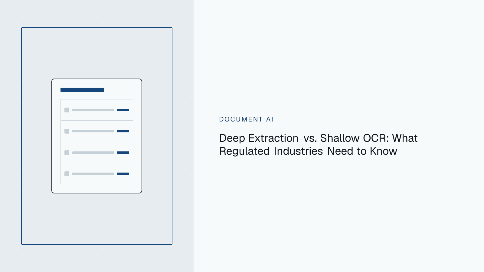 Split diagram contrasting a single flat OCR text dump against a deep extraction pass that reconstructs a nested table and links each value back to its source region