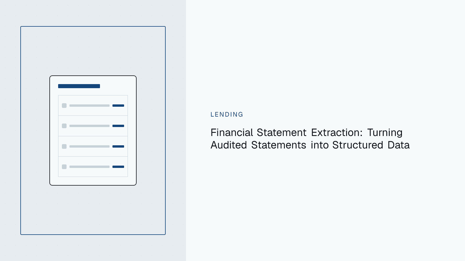 A financial statement with balance sheet and income statement line items feeding into a structured data extraction pipeline
