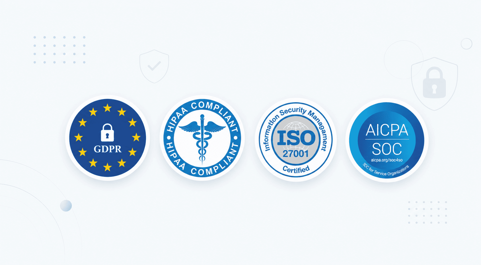 HIPAA, AICPA SOC, GDPR and ISO 27001 compliance certifications